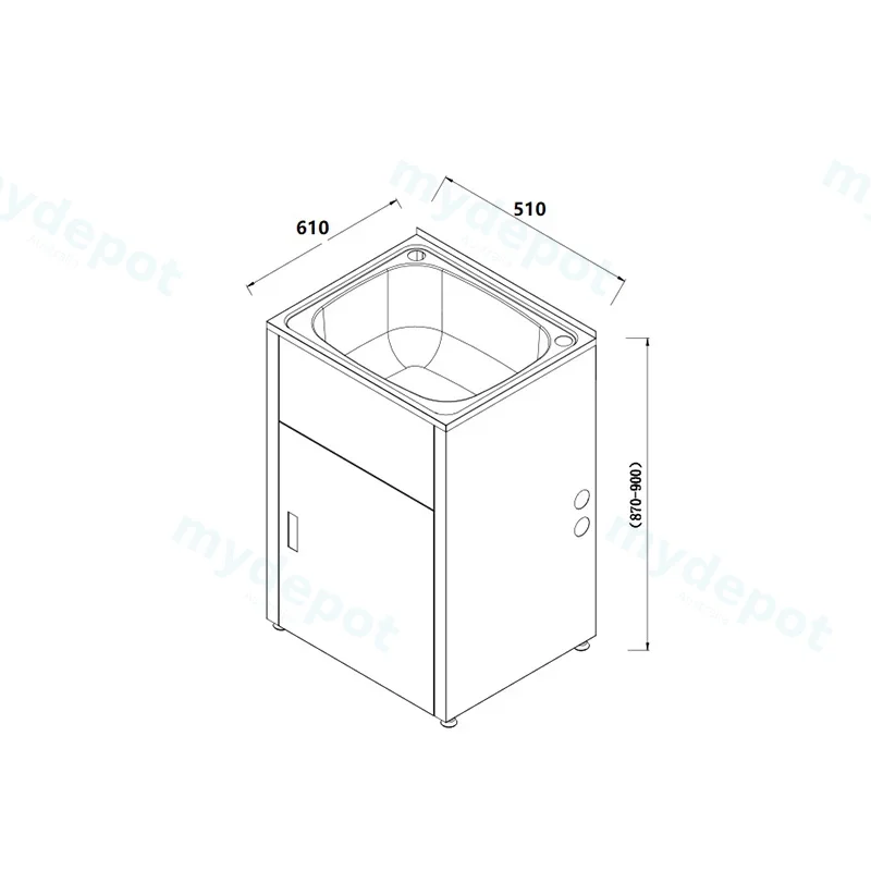 510Wx610Dx870Hmm 45 Litre Laundry Tub & Cabinet view 2
