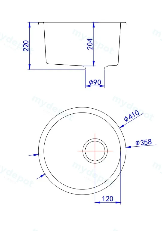 Size:410mmX220mm Bowl Size:358*220mm Matte Black Laufey Granite Laundry Sink view 2