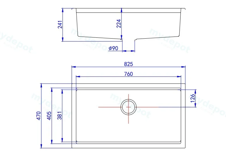Size:825*470*241mm Bowl Size:760*381*241mm Artic White Gabrio Granite Sink With Work Station,Single Bowl view 2