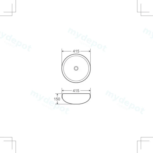 Asti 87 Counter-Top Circular Matt Black Basin, No Overflow view 3