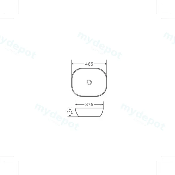 465*375*115mm Matt Black  Above Counter Round-Edge Basin view 2