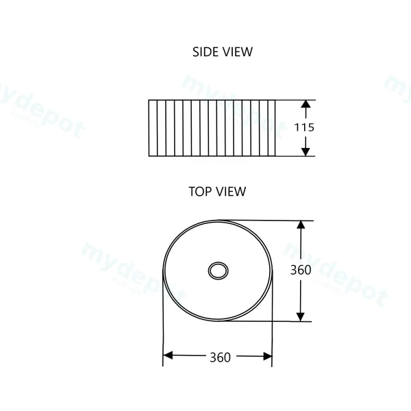 360*360*120mm Cora Above Counter Fluted Matt White Circle Basin (New Arrival) view 8