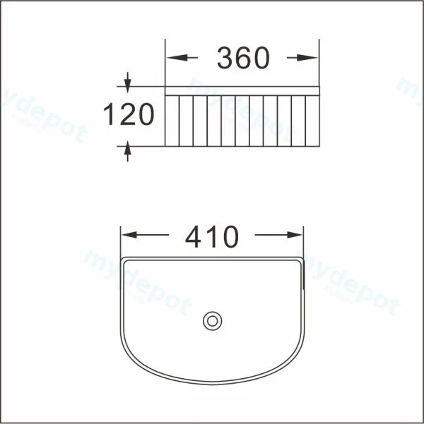 415*365*120mm Cora Above Counter Fluted Gloss White Arch Basin view 8