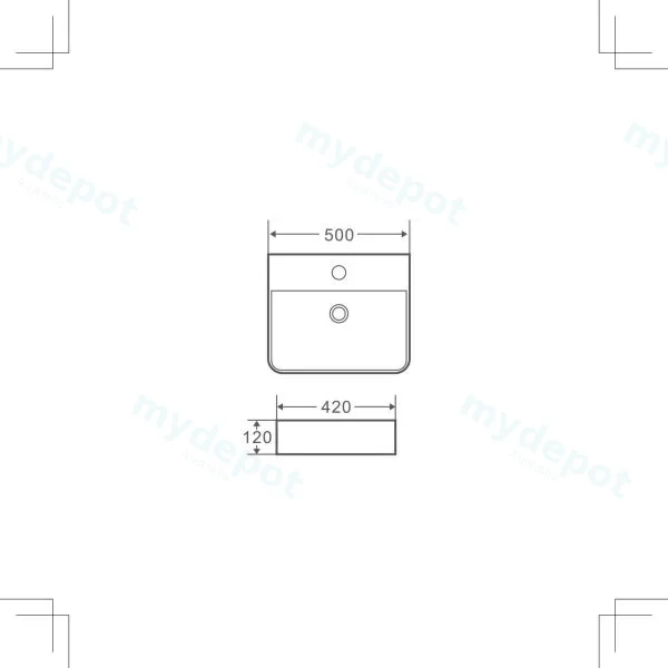 500*420*120mm Matt Black Wall Hung Above Counter Rectangular Basin view 2