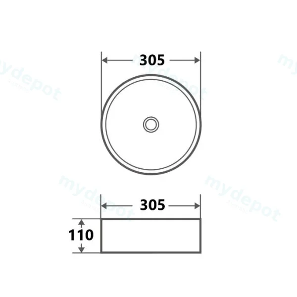355*355*120mm Matt Black Above Counter Round Basin view 2