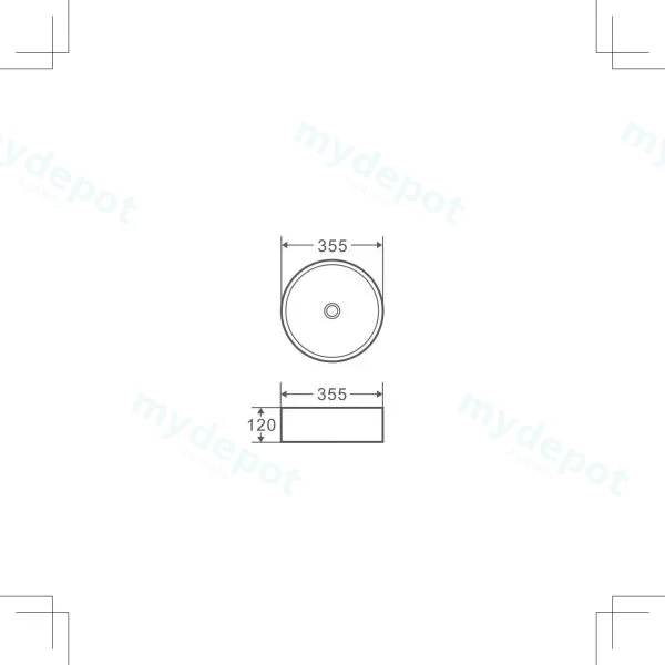 355*355*120mm Sasso Black&White Above Counter Round Basin view 2