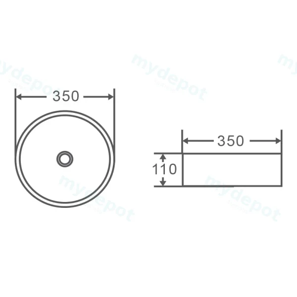 355*355*120mm Sasso Posh Gold Above Counter Round Basin view 2