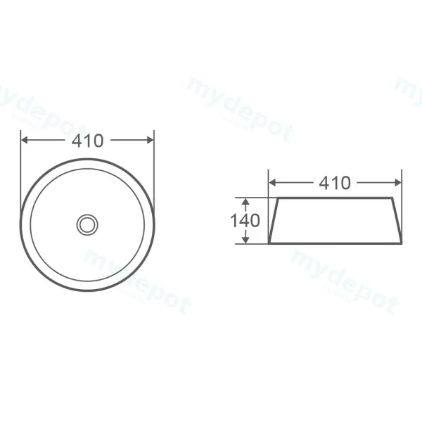 410*410*140mm Counter-Top Circular Art White Basin view 2