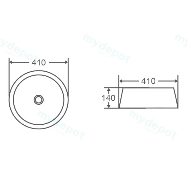 410*410*140mm Counter-Top Circular Art Matte Black Basin view 3
