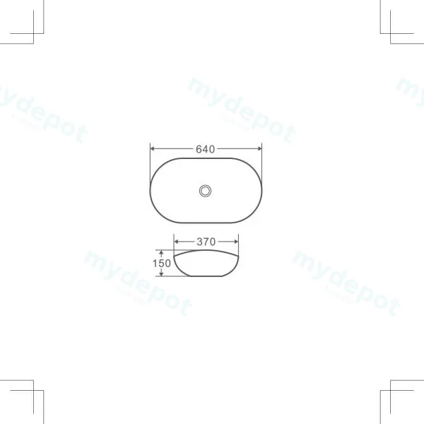 640*370*150mm Above Counter Oval Basin view 3