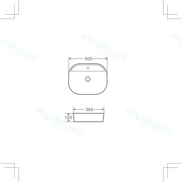 Above Counter Oval Basin With Mixer Hole(505x385) view 3