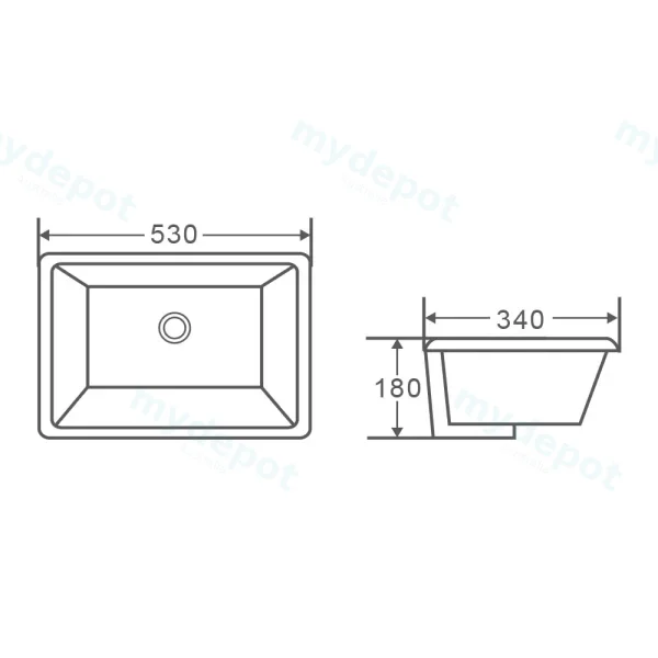 525*340*175mm Undermount Rectangular Basin With Mixer Hole view 3