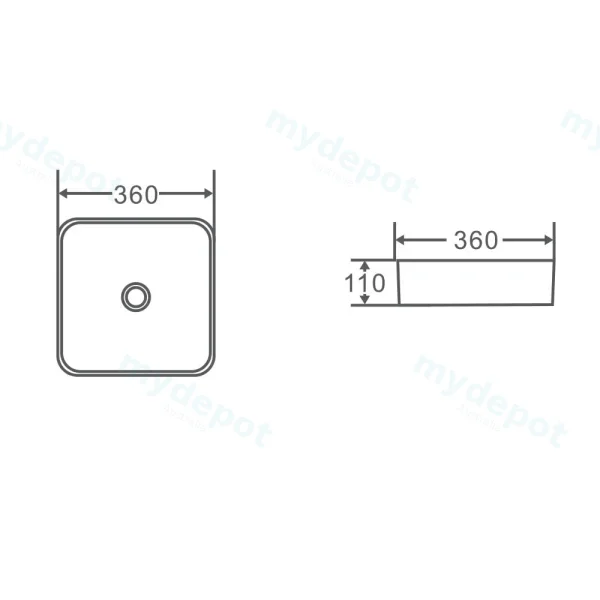 470*380*110mm Above Counter Rectangular Basin view 3