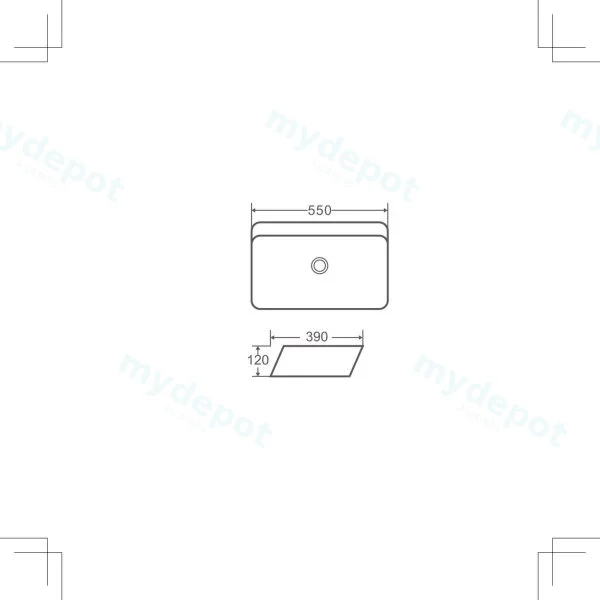 550*390*120mm Above Counter Rectangular Basin view 3