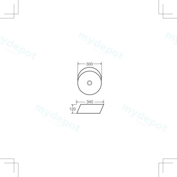 340*300*120mm Above Counter Oval Basin view 2
