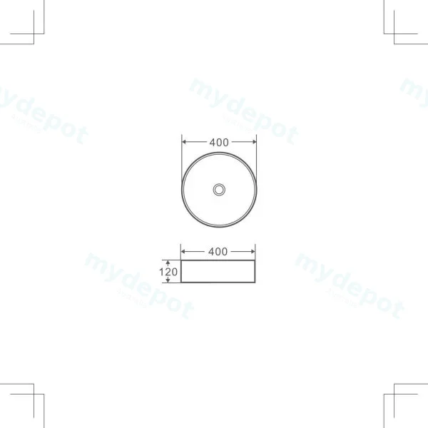 400*400*120mm Above Counter Round Basin view 2