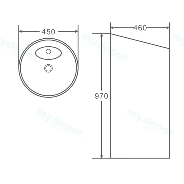 450*460*970mm Freestanding Round Pedestal Basin view 3