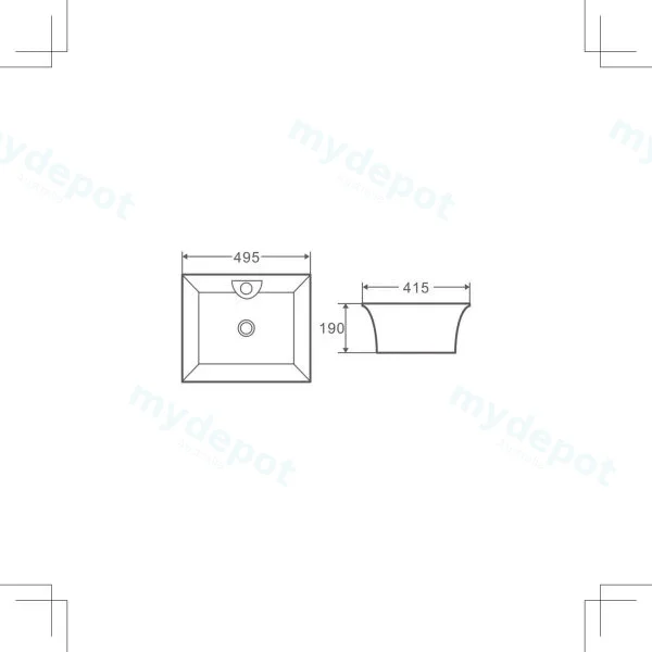 495*415*190mm Semi-Pedestal Wall-Hung Round Basin view 2