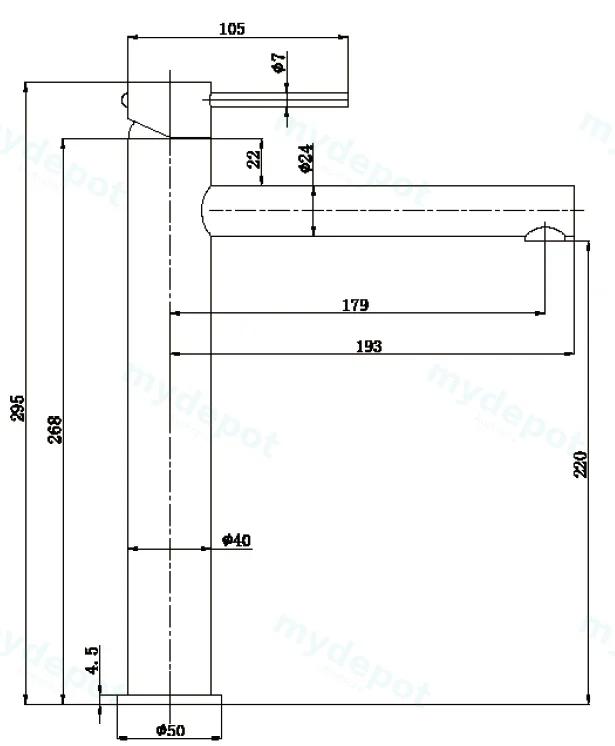 Otus Slimline SS Highrise Basin Mixer in Chrome view 2