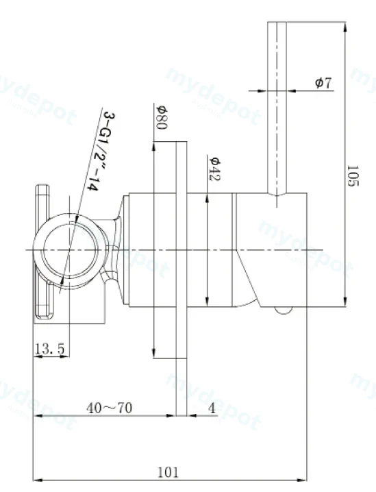 Otus Slimline SS Wall Mixer Trim Kits Brushed Stainless Steel view 2