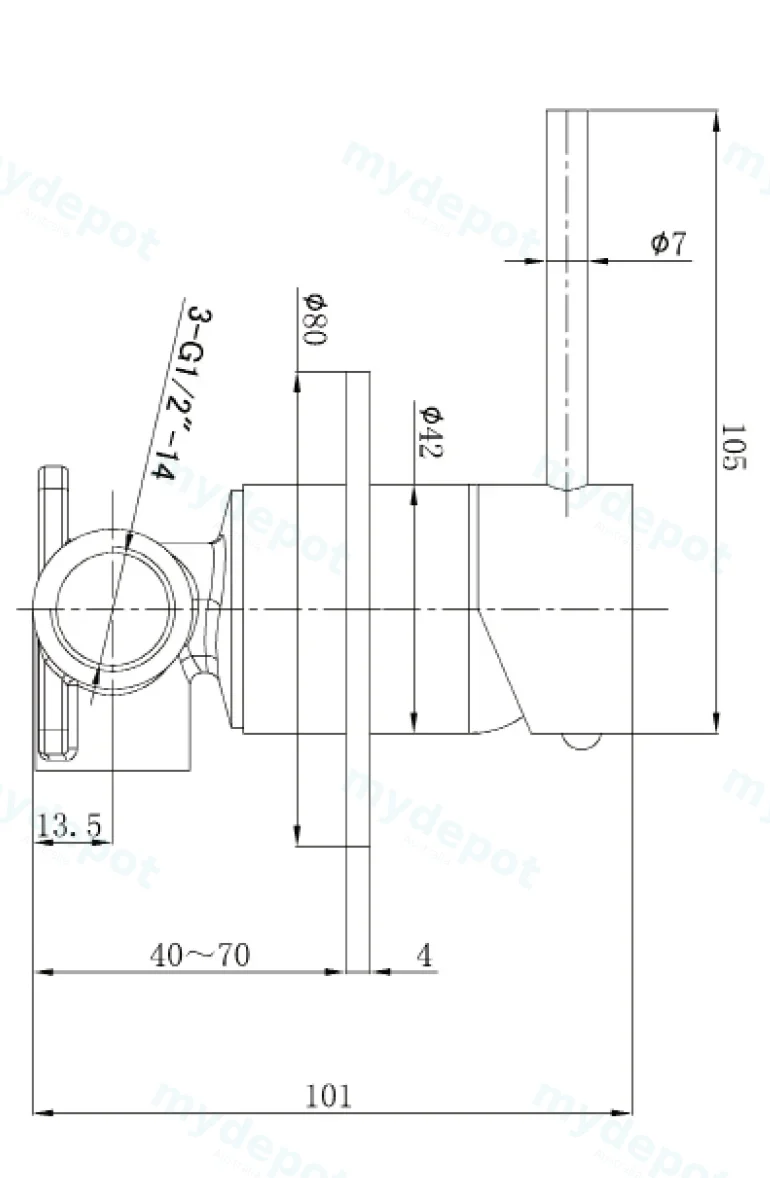 Otus Slimline SS Wall Mixer Trim Kits in Gun Metal view 2