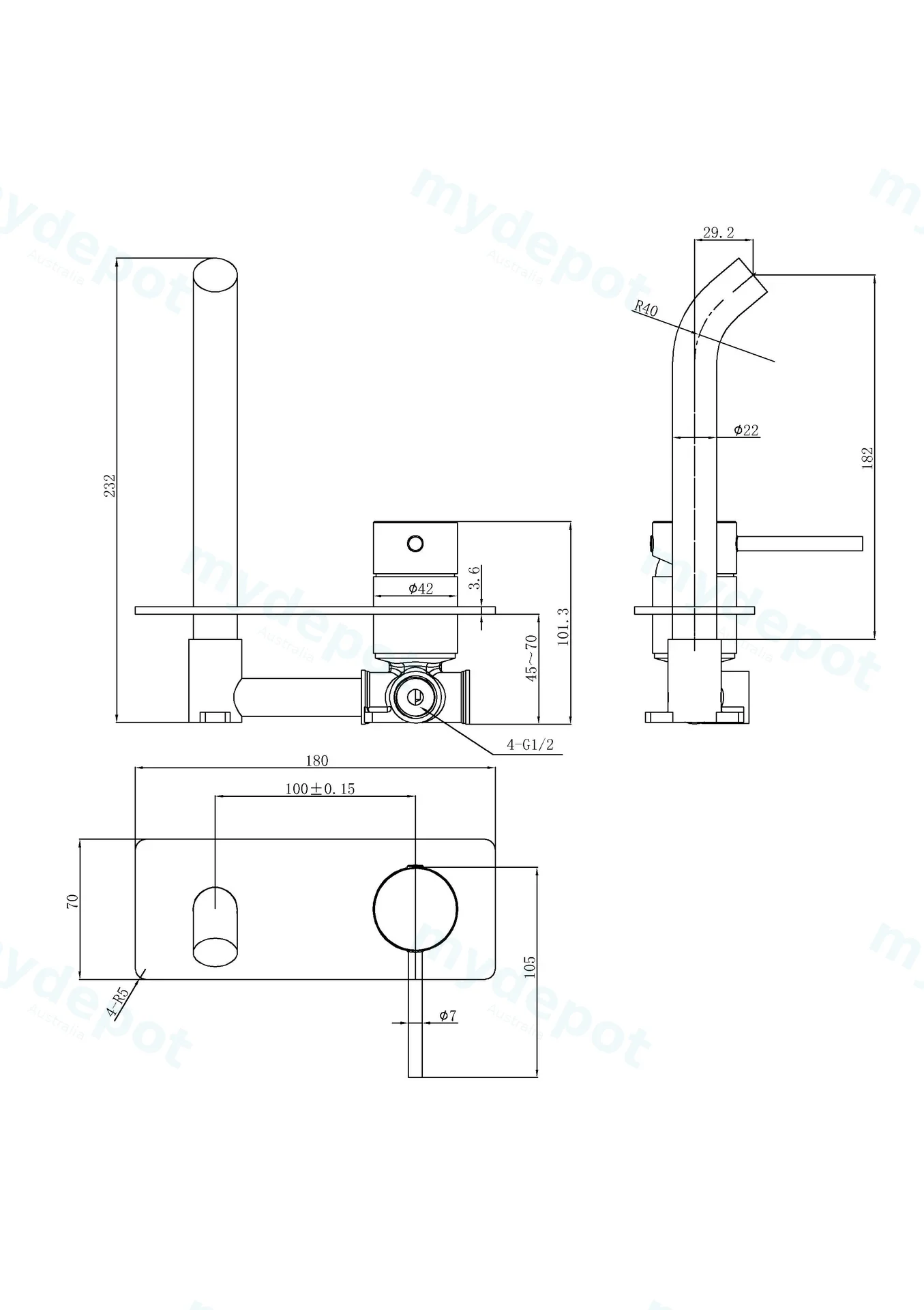 Otus Slimline SS Wall Basin Mixer Trim Kits in Chrome view 2