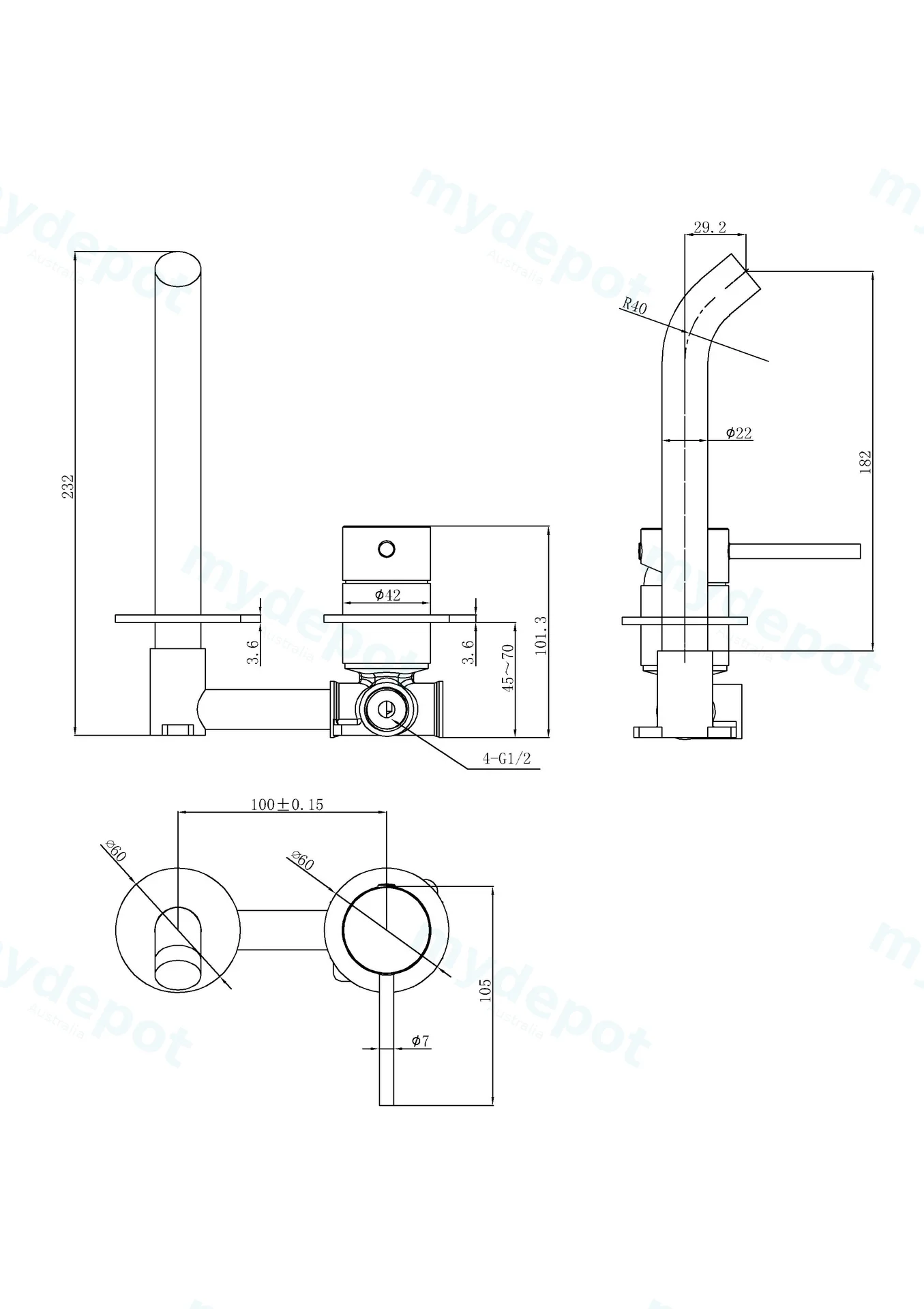 Otus Slimline SS Wall Basin Mixer Separate Back Plate Trim Kits Brushed Stainless Steel view 2