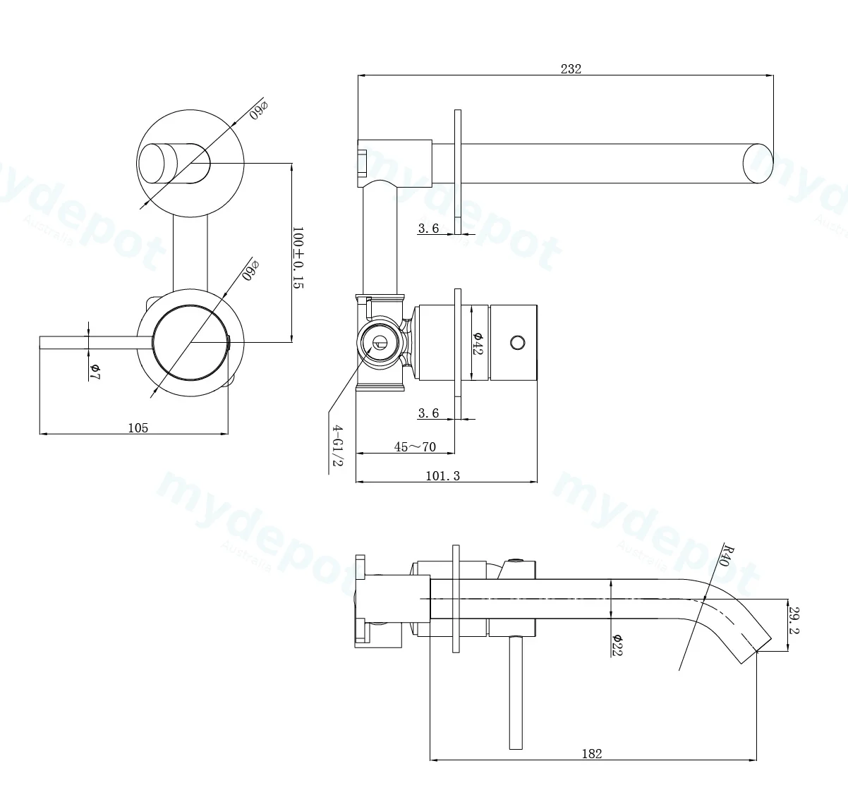 Otus Slimline SS Wall Basin Mixer Separate Back Plate Trim Kits in Chrome view 2