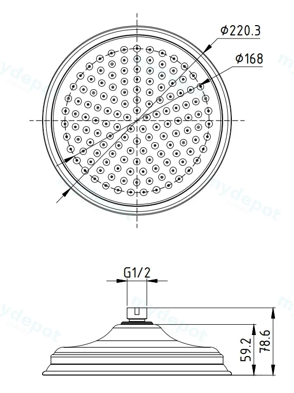 Clasico Shower Head Chrome view 2