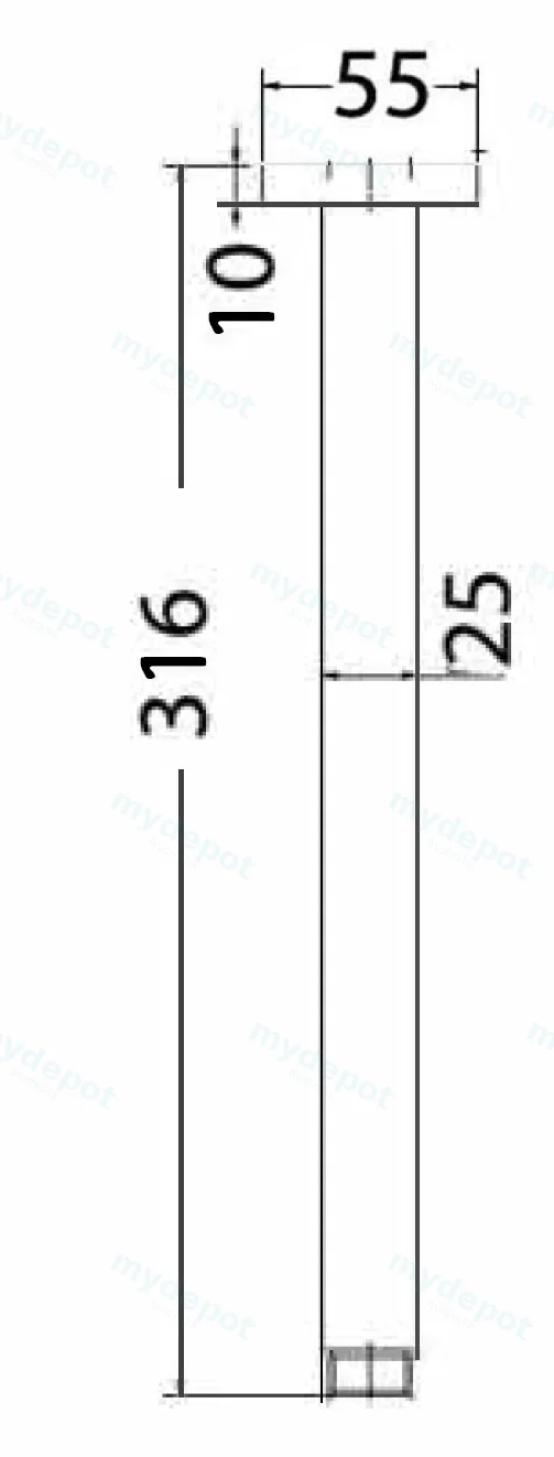 Square Vertical Shower Arm Gun Metal view 2