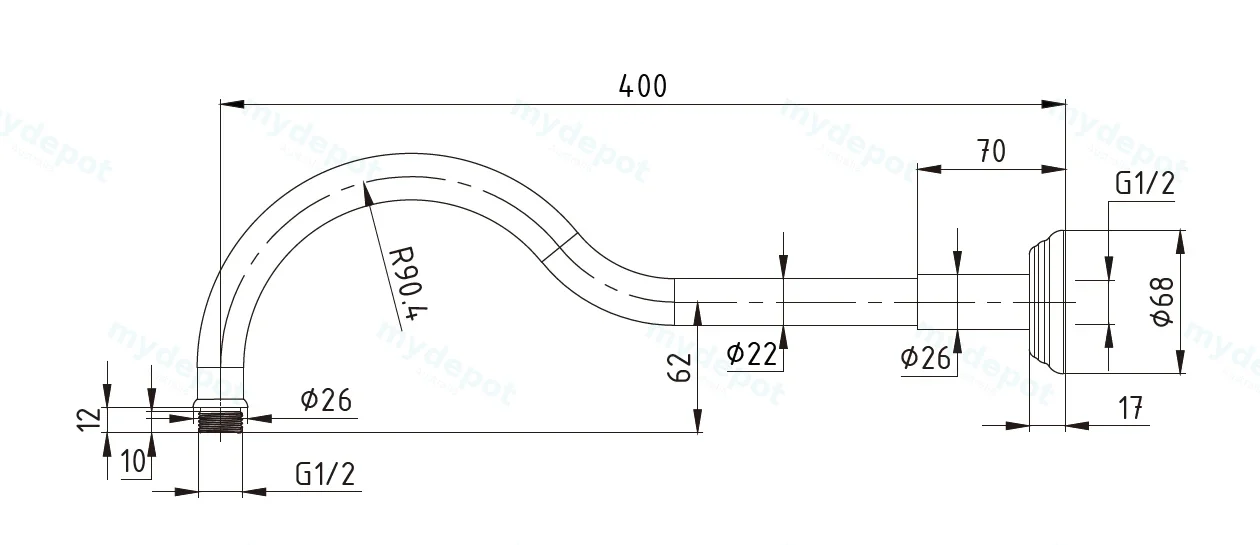 Clasico Shower Arm In Brushed Nickel view 2