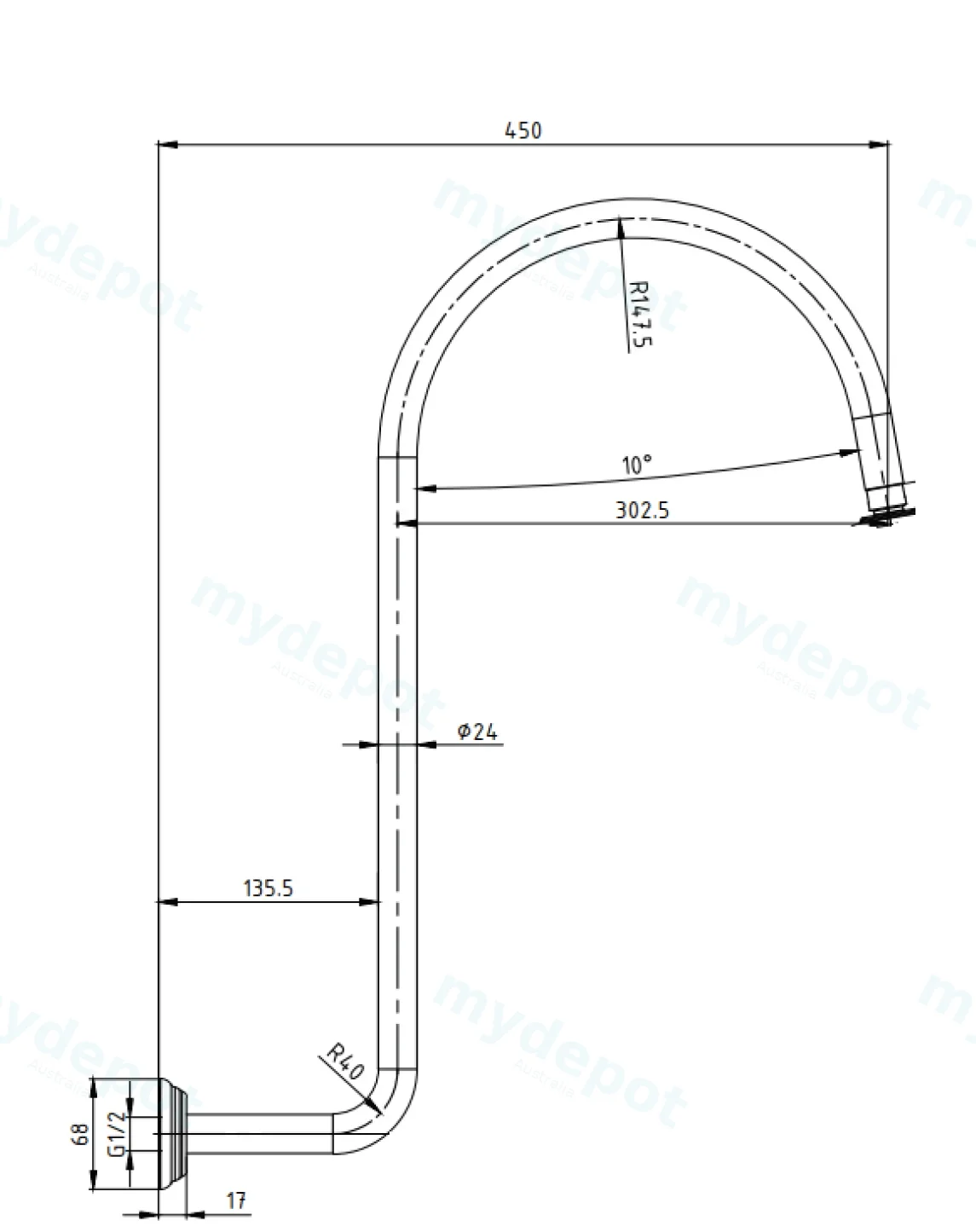 Clasico High-rise Shower Arm Chrome view 2