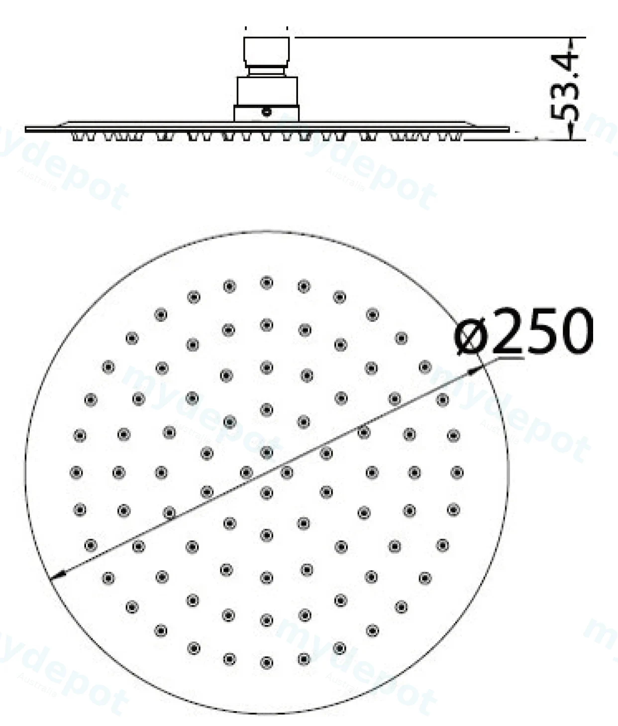 Dove Round Overhead Shower 250mm,Matt Black view 2