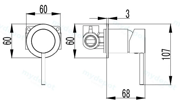 IKON-Hali Wall Mixer Brushed Nickel with 60mm Cover Plate view 2