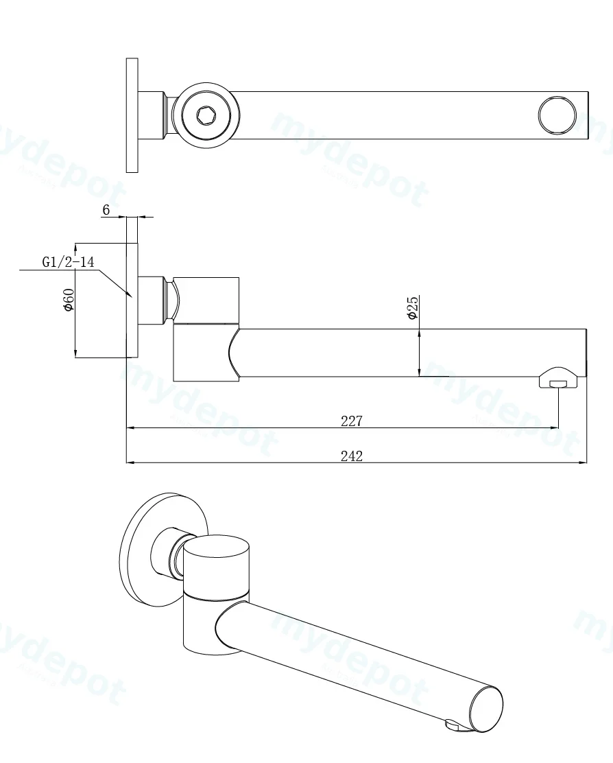 Otus Swivel Bath Spout Chrome view 2
