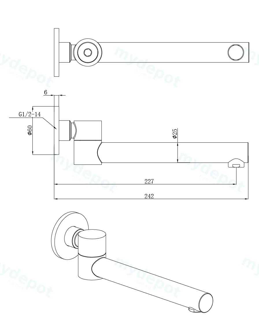 Otus Swivel Bath Spout Matte Black view 2