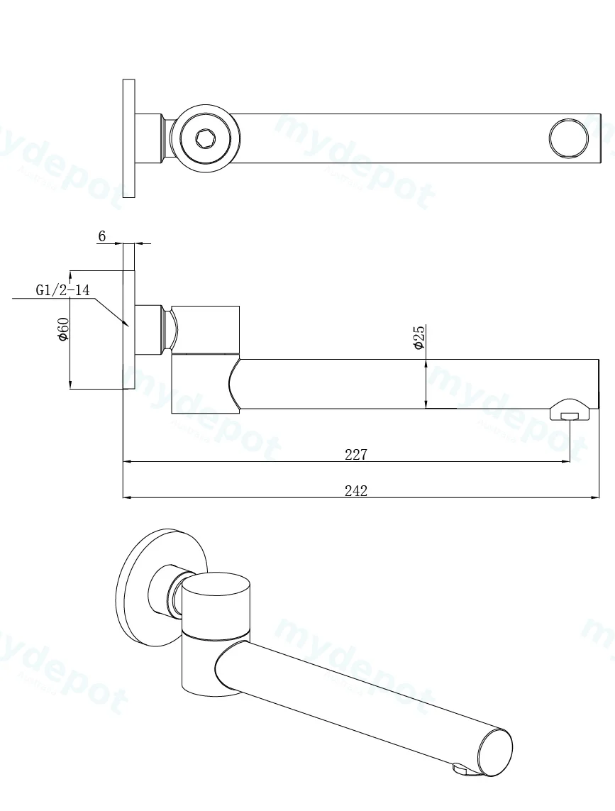 Otus Swivel Bath Spout Brushed Nickel view 2