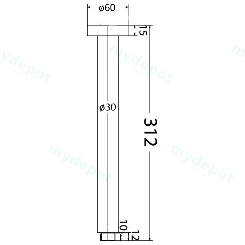 Round Vertical Shower Arm Brushed Stainless Steel view 2