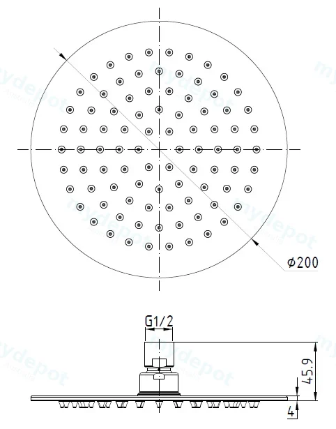 Cora Overhead Shower 250mm Brushed Stainless Steel view 2