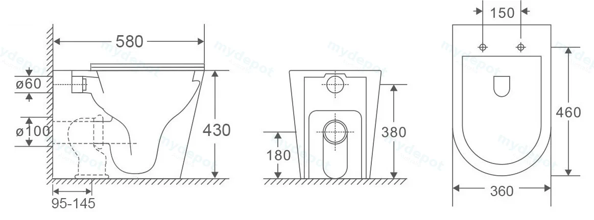 Hali Rimless Wall Faced Floor Pan view 3