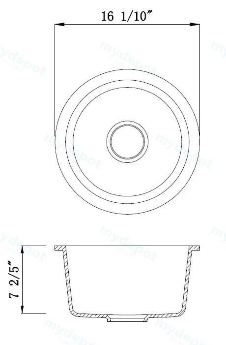 410*205mm Cora Black Round Granite Sink view 2