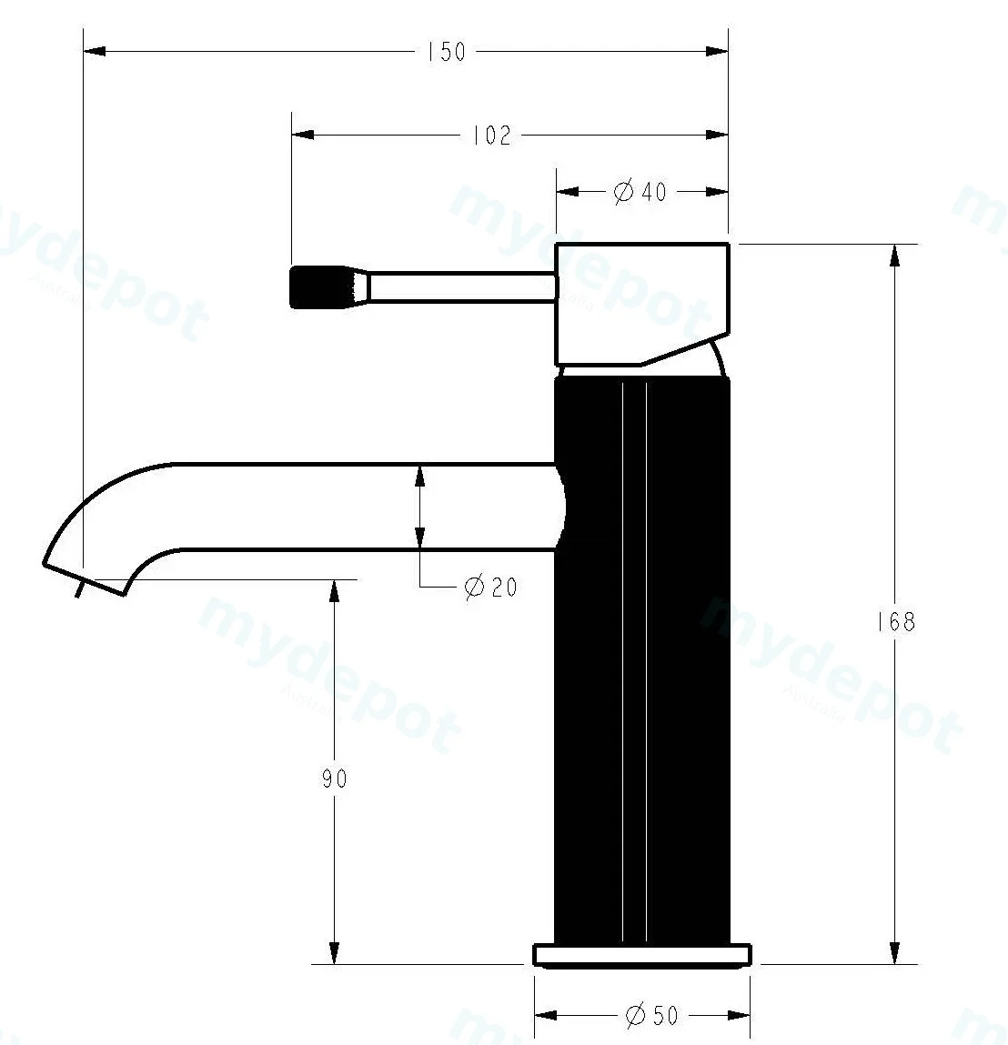 Linie Basin Mixer Gun Metal view 2