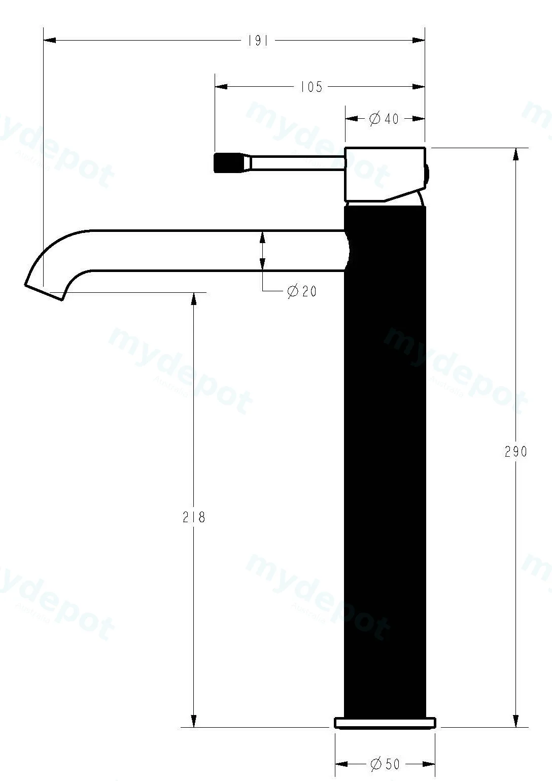 Linie High-Rise Basin Mixer Matt Black view 2