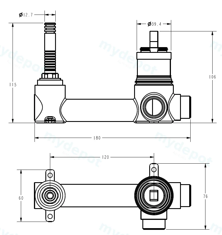Linie Wall Basin Mixer Body view 2
