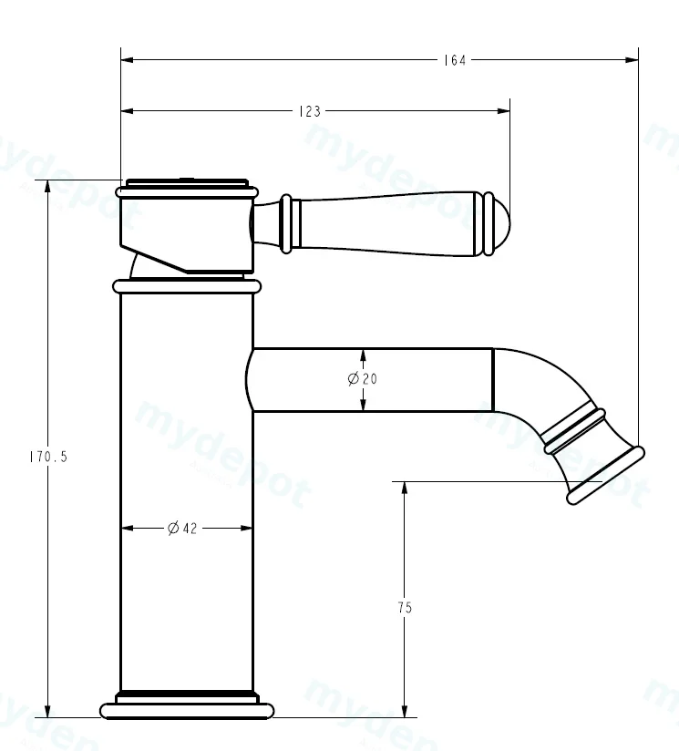 Clasico New Basin Mixer Ceramic Handle Chrome view 2
