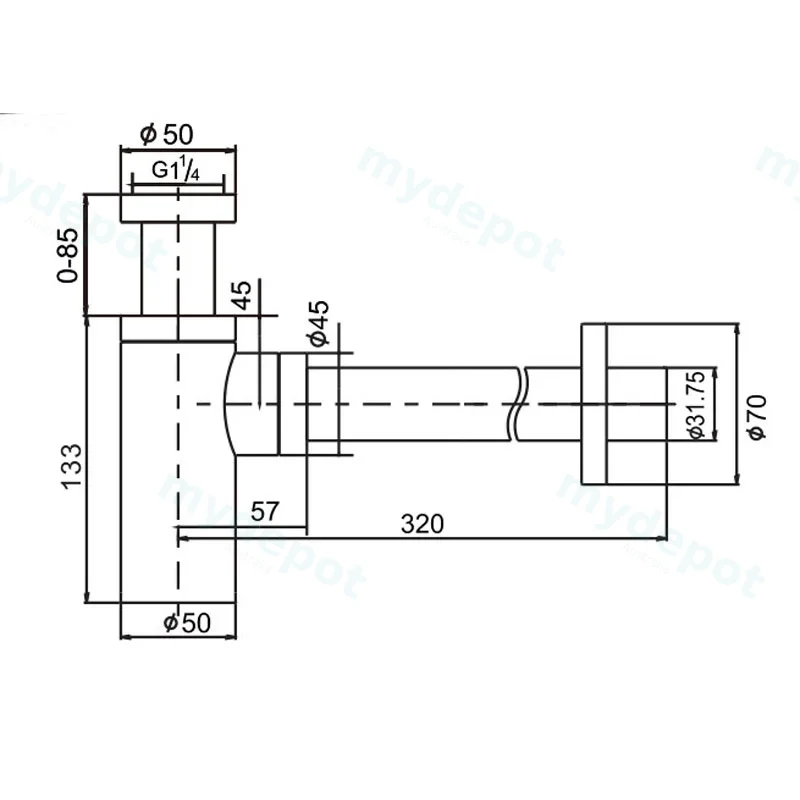 Bottle Trap 32mm Brushed Copper view 2