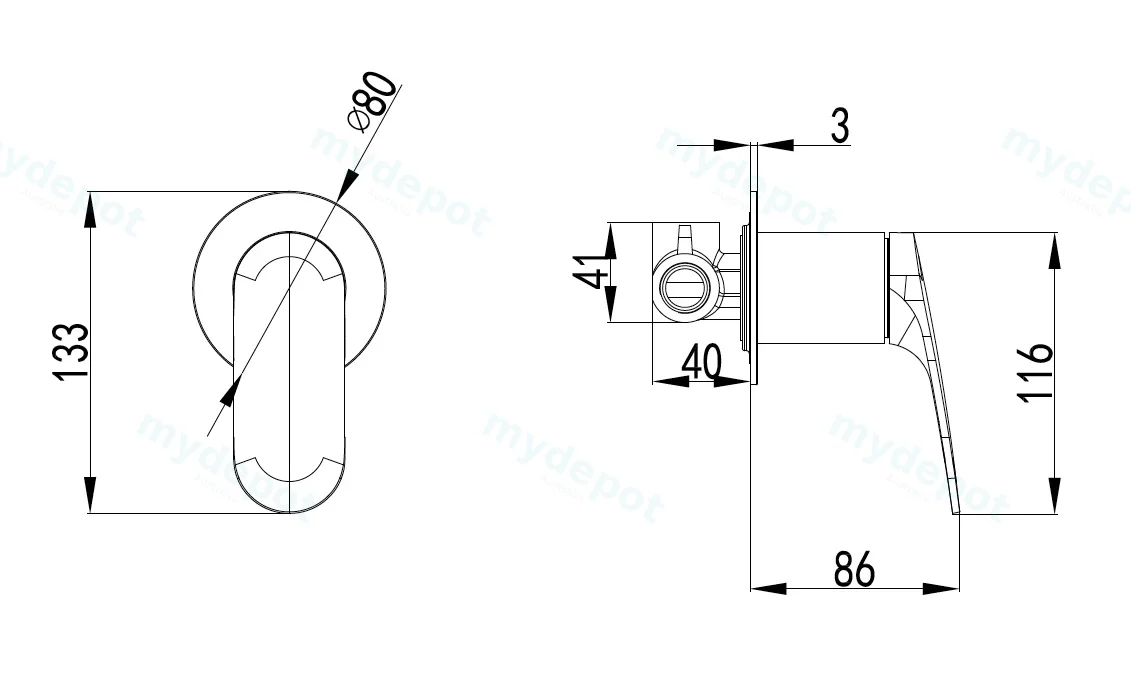 Sulu II Wall Mixer Trim Kits Chrome view 2