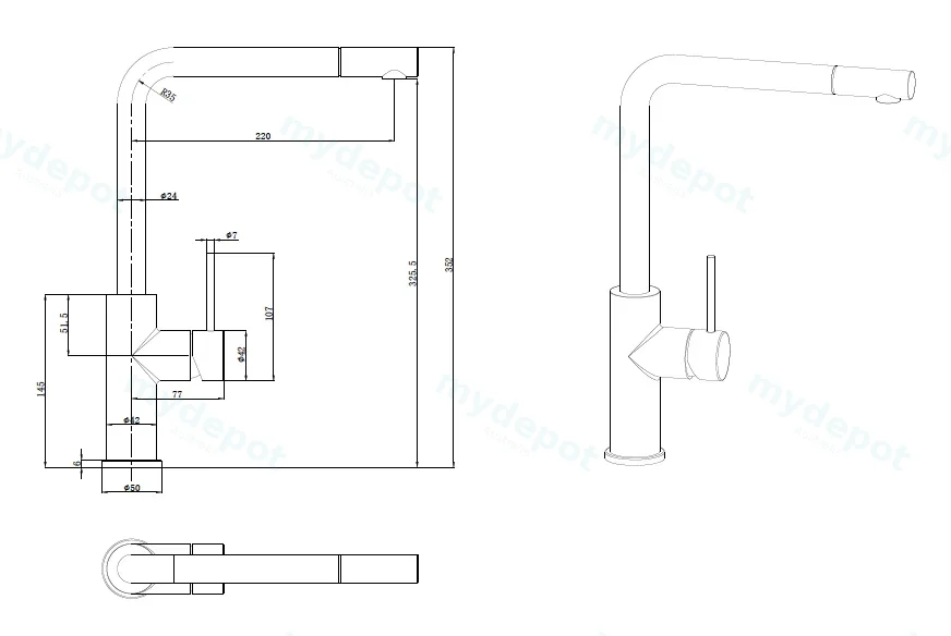 Otus Slimline SS Pull-Out Sink Mixer Brushed Stainless Steel view 2