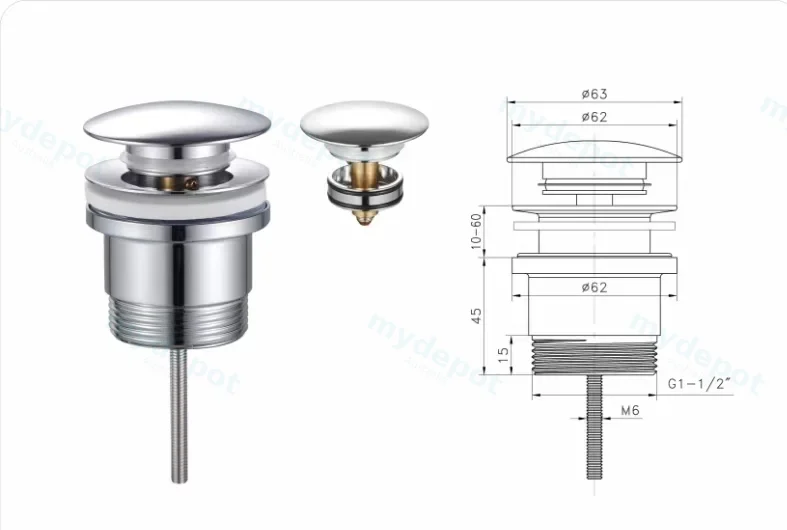 40mm Non Overflow Pop-Up Waste Chrome view 2