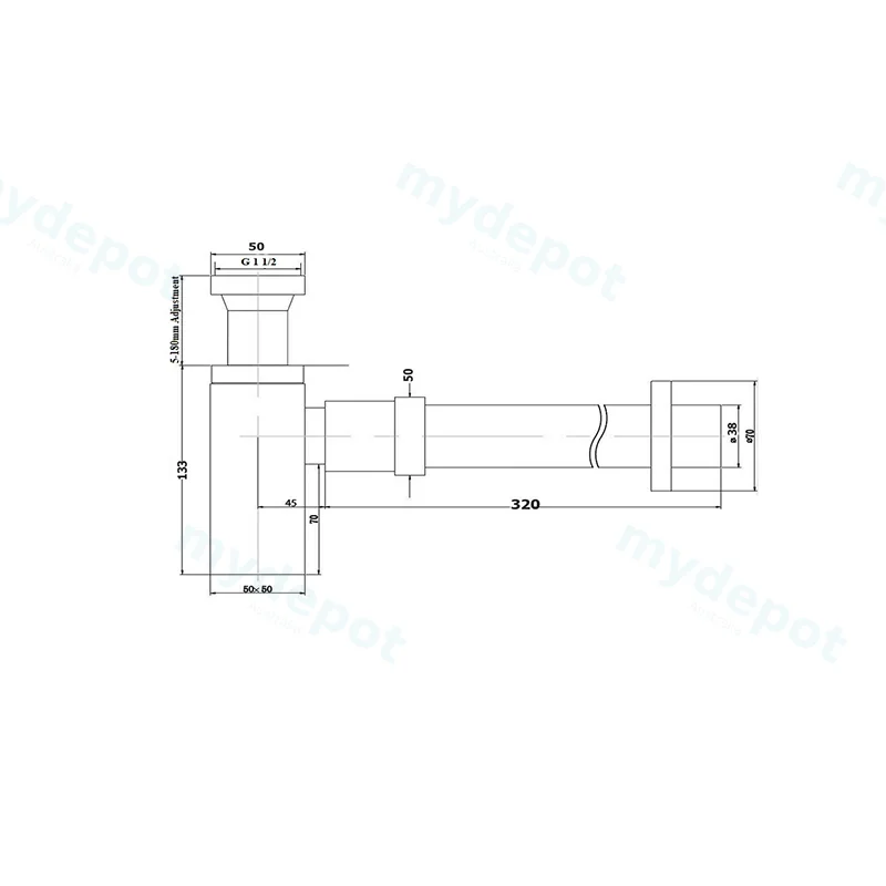 Rund Brass Bottle Trap Chrome view 2